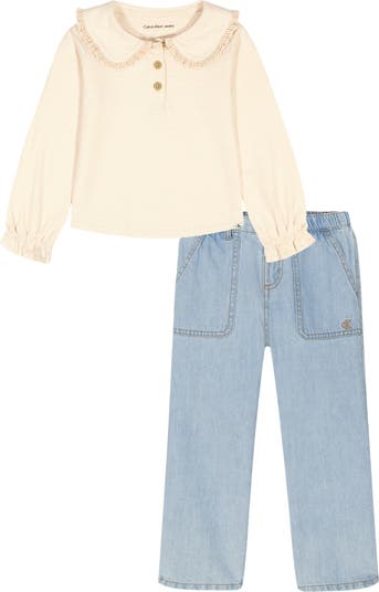 Kids' Long Sleeve Polo & Jeans Set
