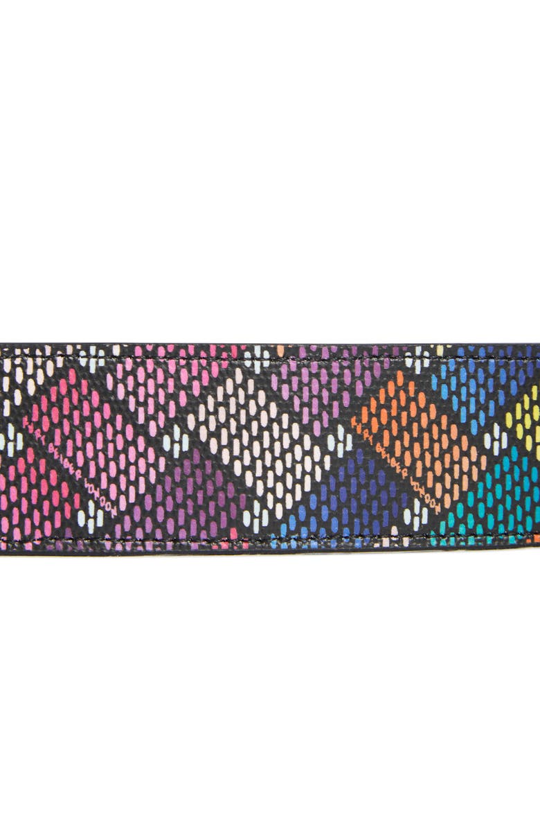 Kurt Geiger London Crystal Eagle Head Monogram Canvas Belt, Alternate, color, Classic Rainbow