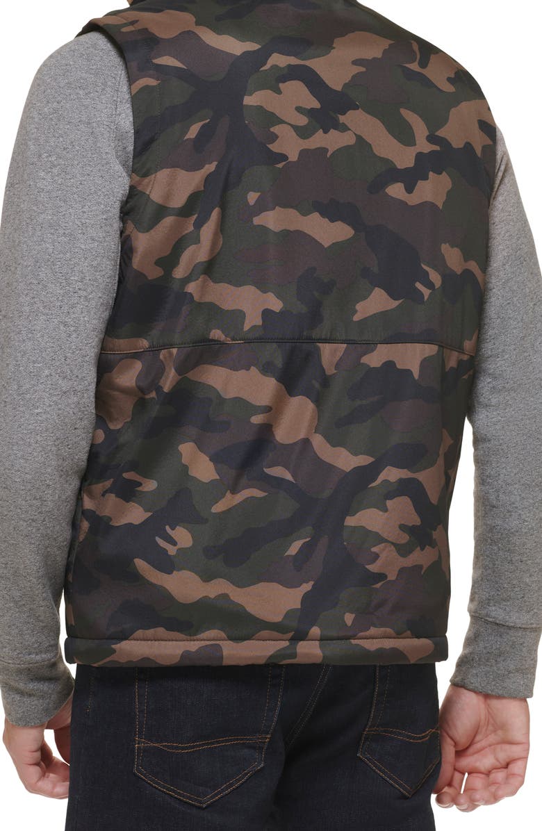 Tommy Hilfiger Water Resistant Faux Shearling Lined Quilted Vest, Alternate, color, Camouflage