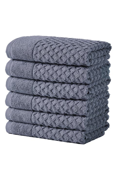 Diamond Waffle Texture 6-Pack Hand Towel Set