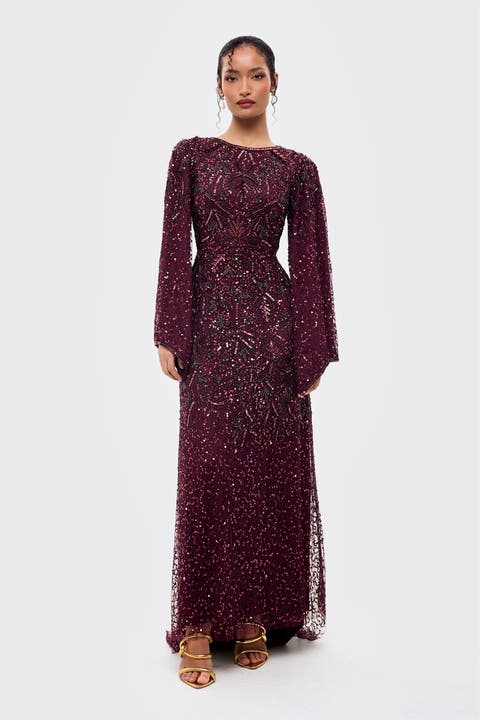 Modest Embellished Sequins Gown