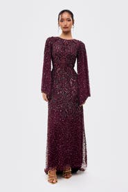 MARYISA Modest Embellished Sequins Gown