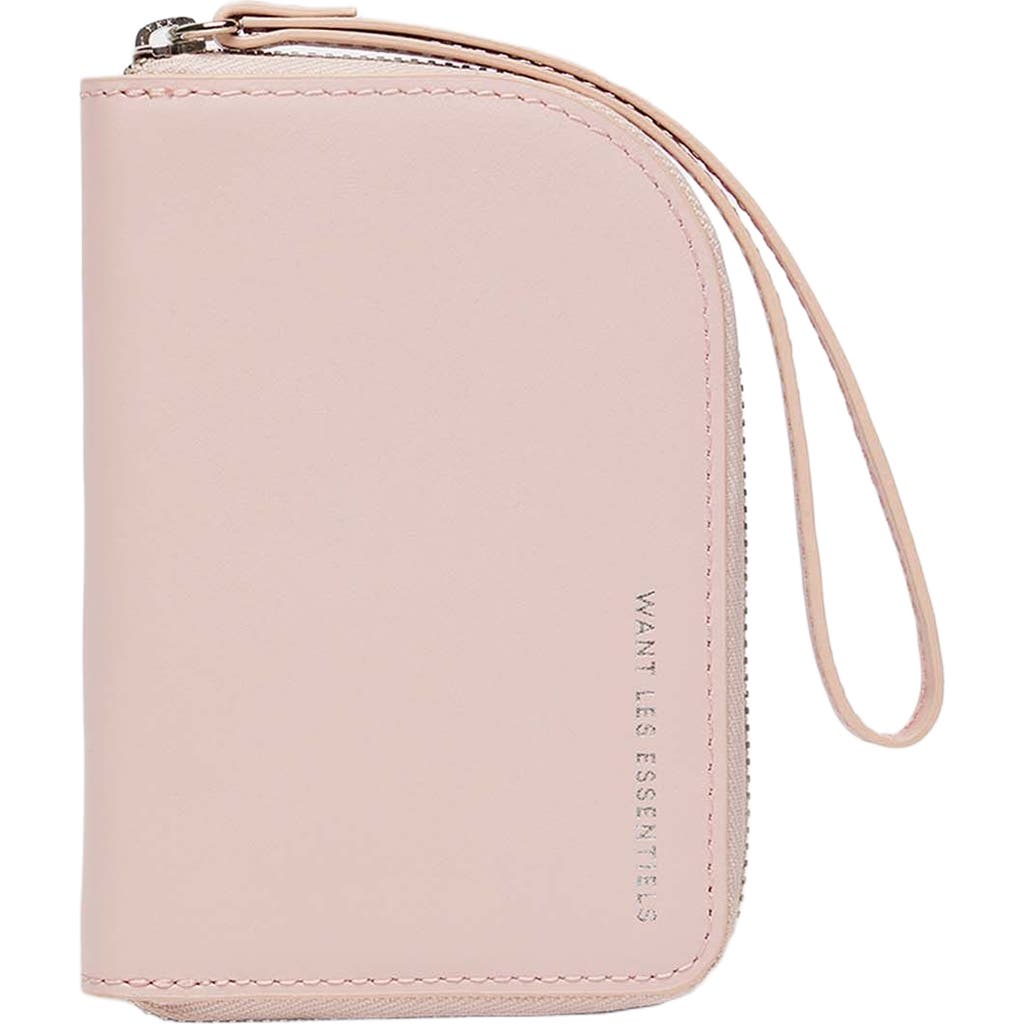 WANT Les Essentiels Arch Smooth Leather Zip Wallet in Blush at Nordstrom