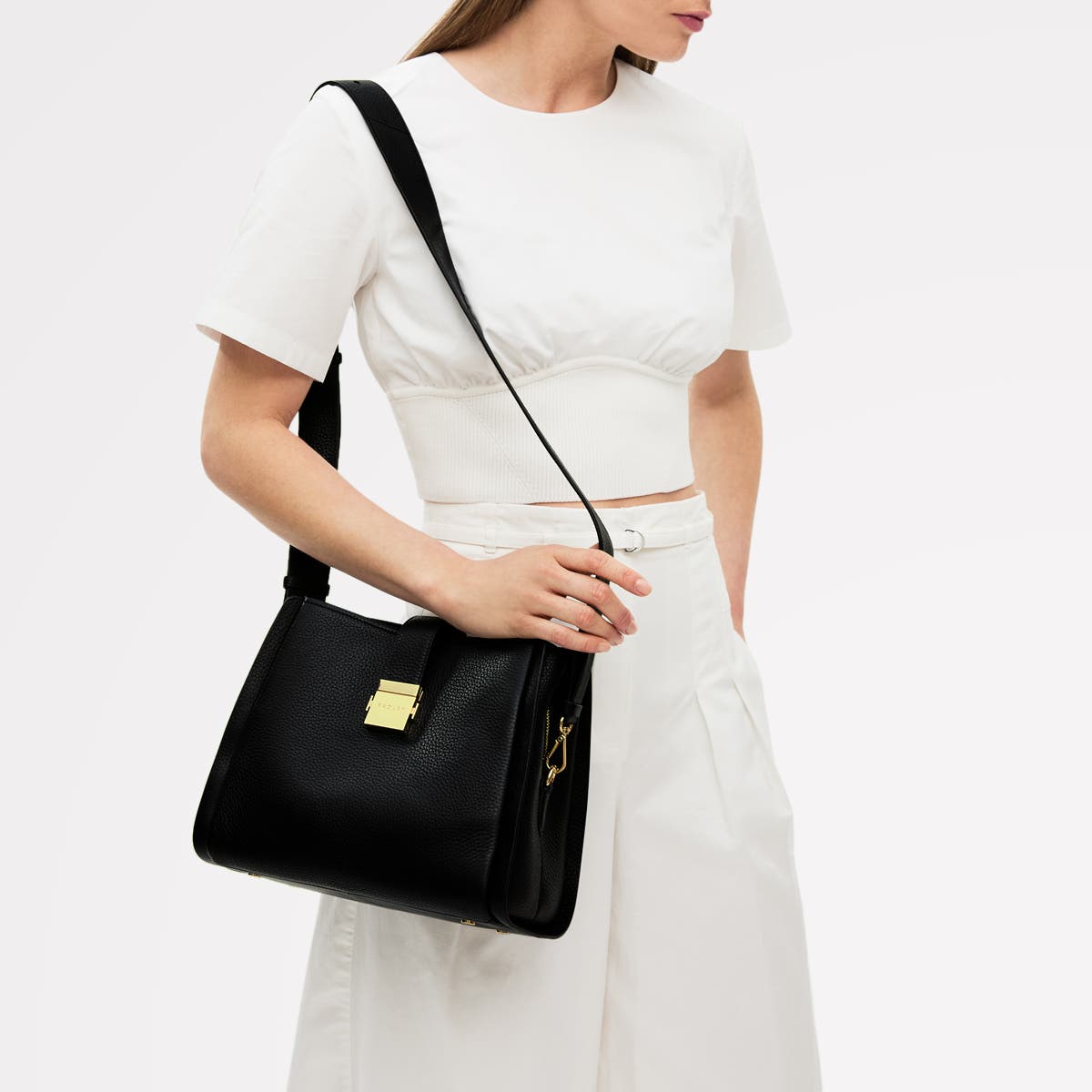 Radley Sloane Street Medium Ziptop Crossbody Bag, Alternate, color, Black