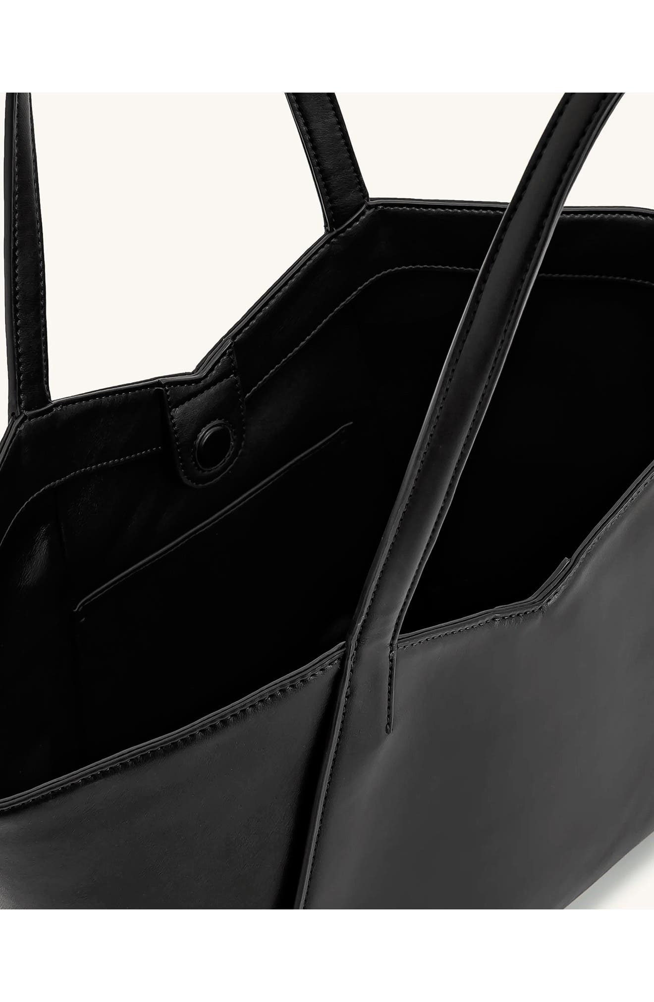 JW PEI Large Kiana Faux Suede Tote, Alternate, color, Black Canvas
