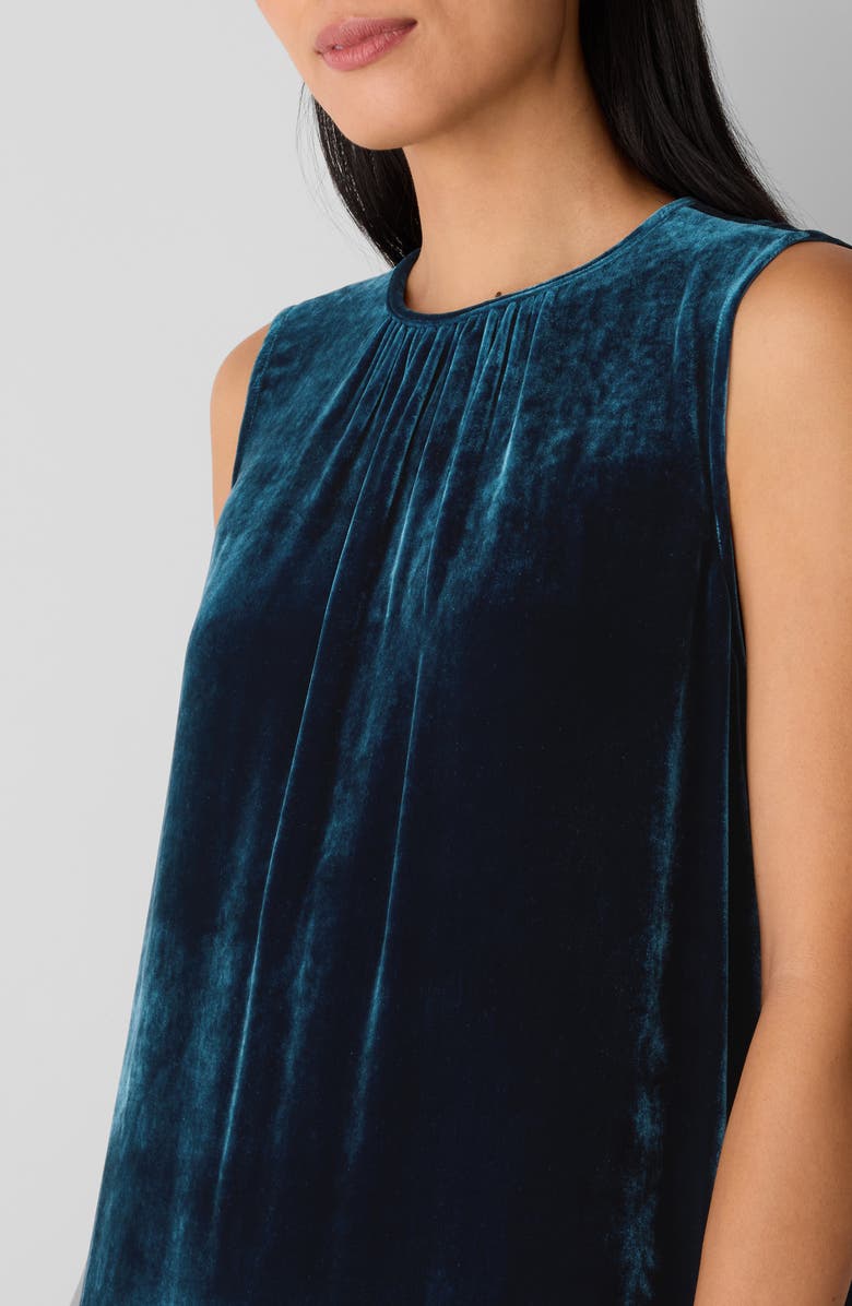 Eileen Fisher Sleeveless Velvet Midi Dress, Alternate, color, Atlantis