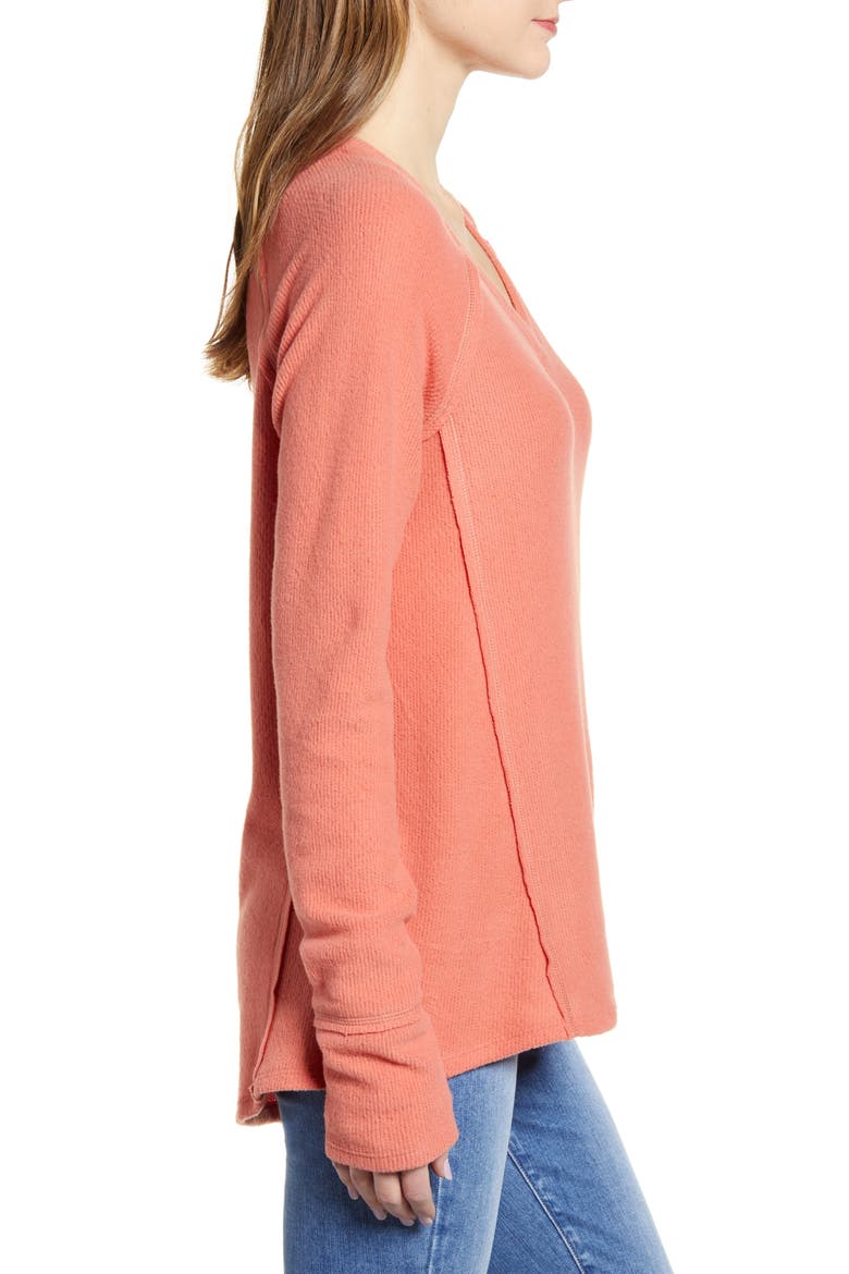 Cozy V-Neck Ribbed Top, Alternate, color, PINK CEDAR