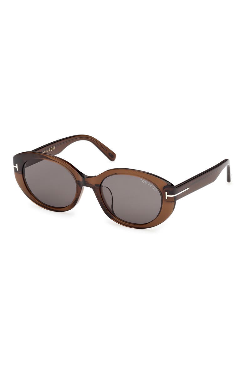 54mm Oval Sunglasses, Alternate, color, SHINY LIGHT BROWN / SMOKE