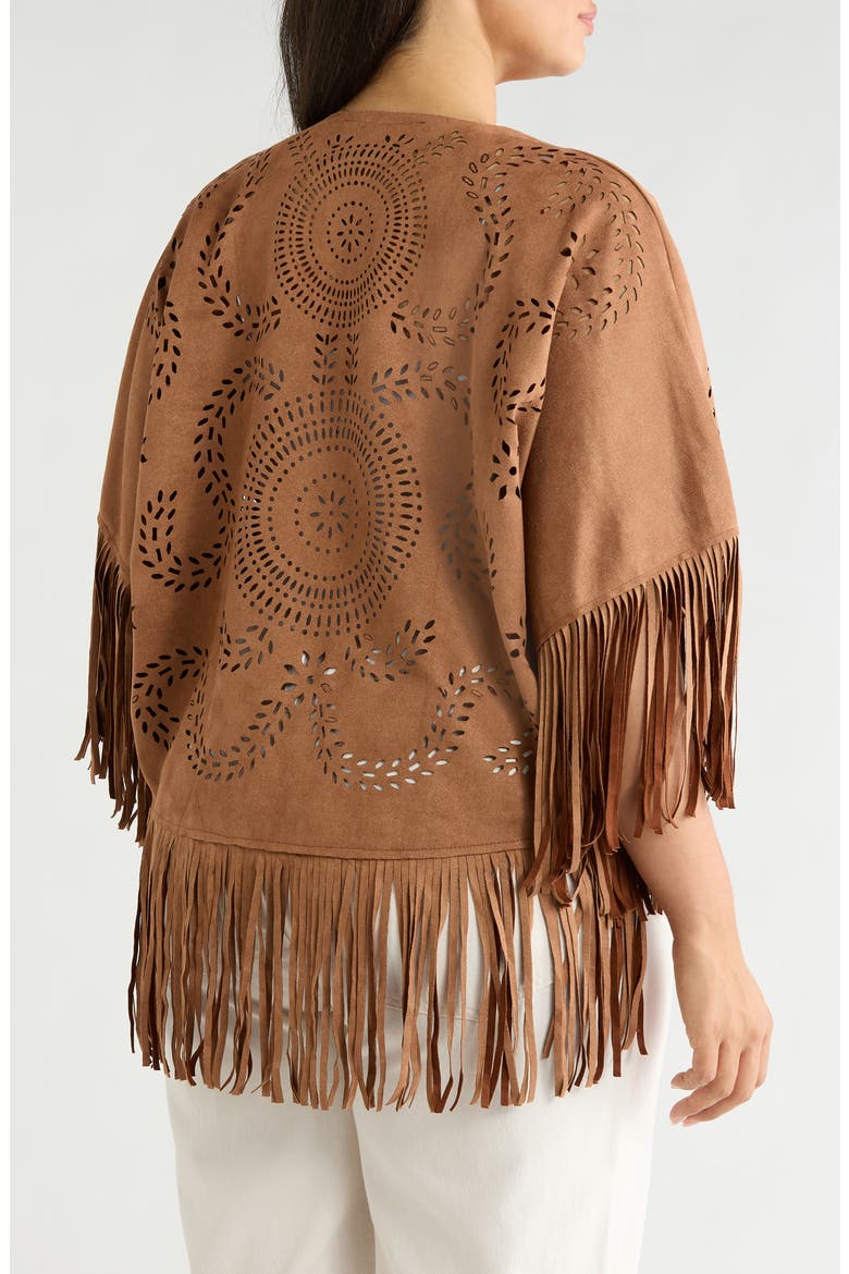 Faux Suede Fringe Topper, Alternate, color, CAMEL