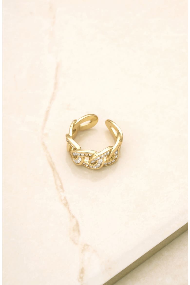 Cubic Zirconia Open Link Ring, Alternate, color, GOLD