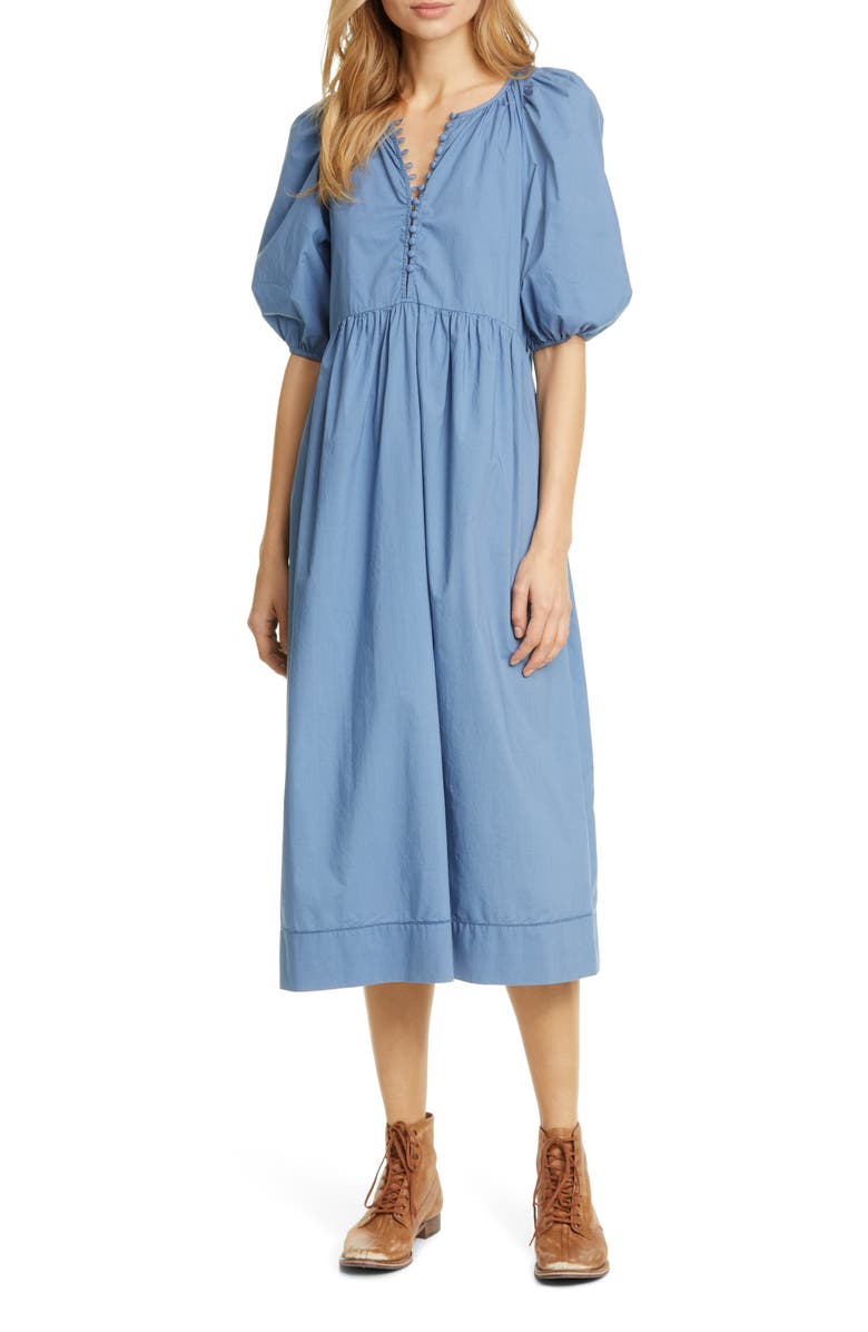 THE GREAT. The Ravine Cotton Midi Dress, Main, color,