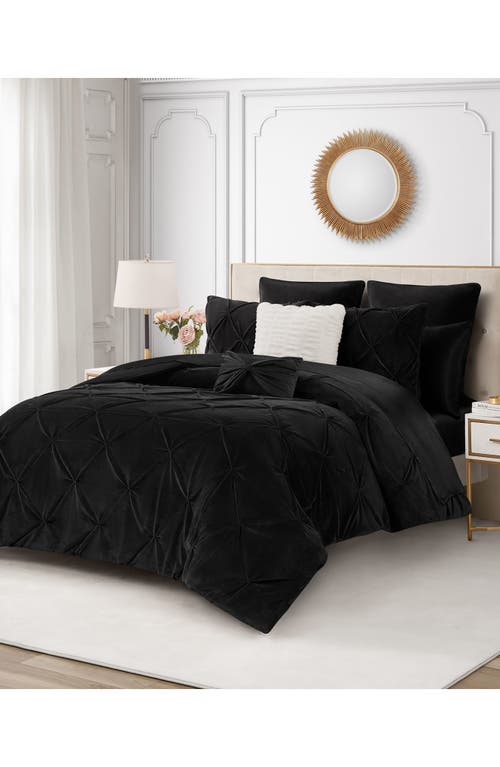 Juicy Couture Kiss 5-piece Pleat Plush Comforter Set In Black