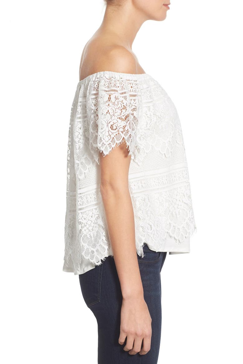 'Sunset Lace' Off the Shoulder Top, Alternate, color, IVORY
