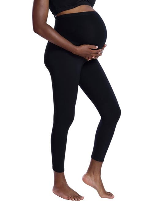 Motherhood Maternity Secret Fit Over The Belly Coated Full Length Legging In Black/black