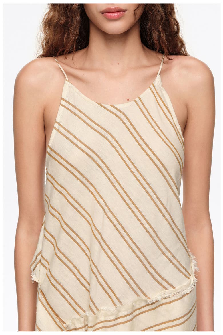 Sarong Midi Dress With Striped Print Lining, Alternate, color, SAND
