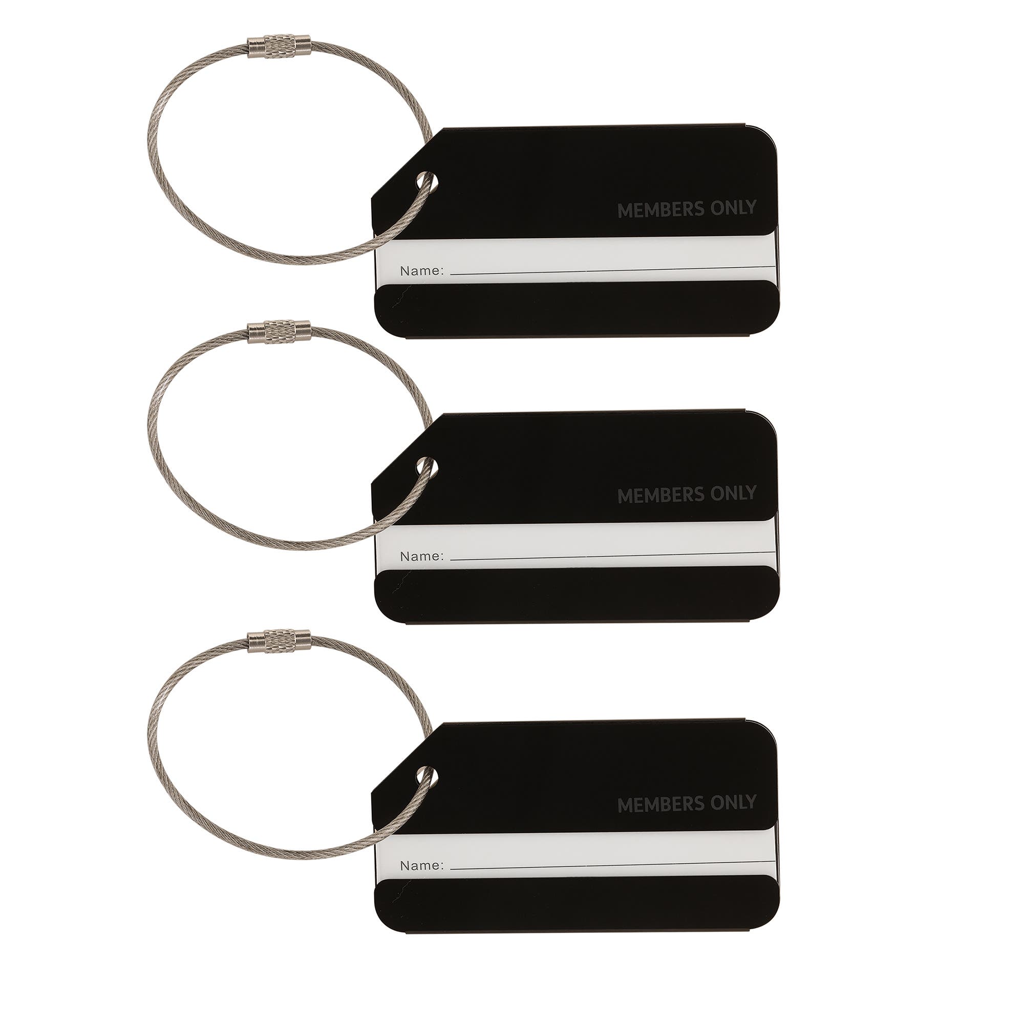 Members Only Luggage Tags, Set of 3 Durable Metal Travel Tags, Main, color, Black