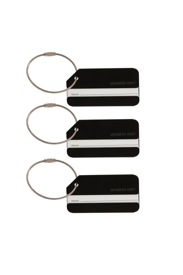 Luggage Tags, Set of 3 Durable Metal Travel Tags, Main, color, Black
