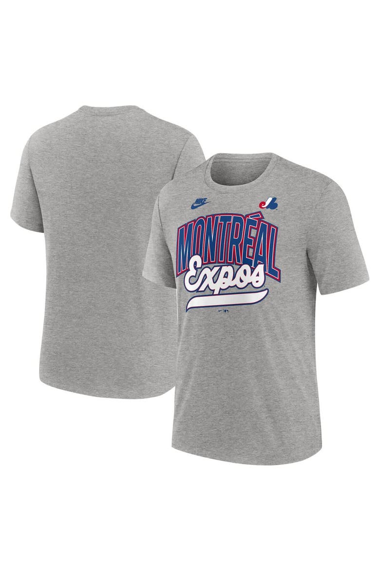 Men's Nike Heather Gray Montreal Expos Cooperstown Collection Retro Tri-Blend T-Shirt, Main, color, Heather Gray