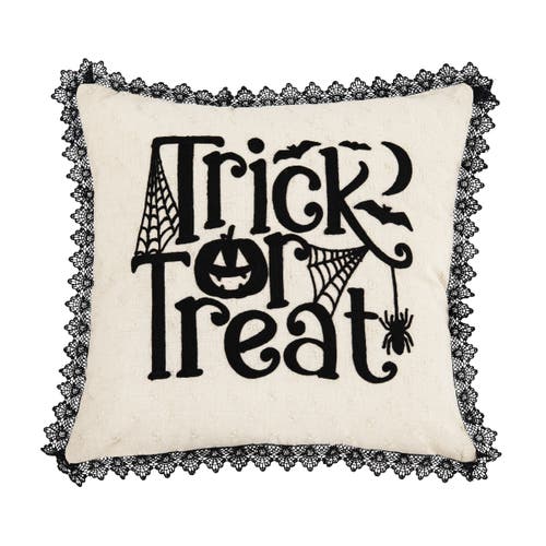 C & F Home C&f Home Trick Treat Black And White Embroidered Throw Halloween Pillow, 18" X 18" In Neutral