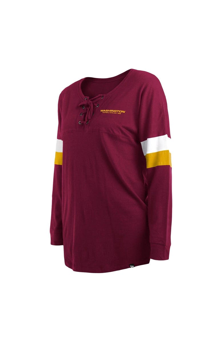 New Era Women's New Era Burgundy Washington Commanders Plus Size Athletic Varsity Lace-Up V-Neck Long Sleeve T-Shirt, Alternate, color, 