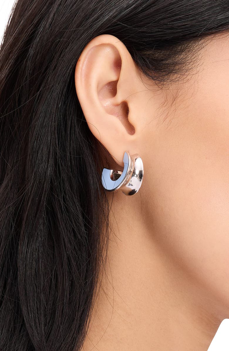 Kate Spade New York small enamel hoop earrings, Alternate, color, Turquoise.