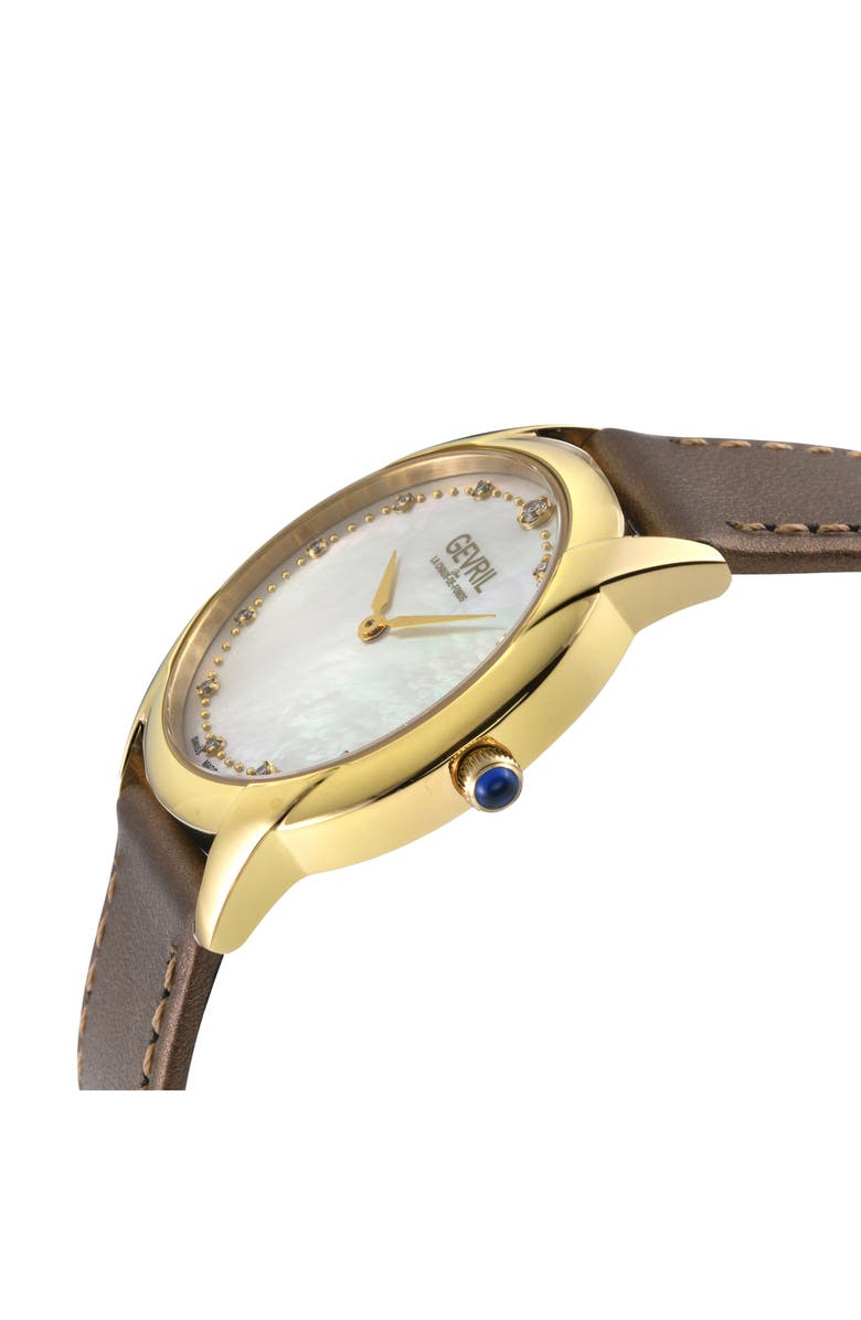 GEVRIL Airolo Swiss Quartz Diamond Dial Watch, 36mm, Alternate, color, White