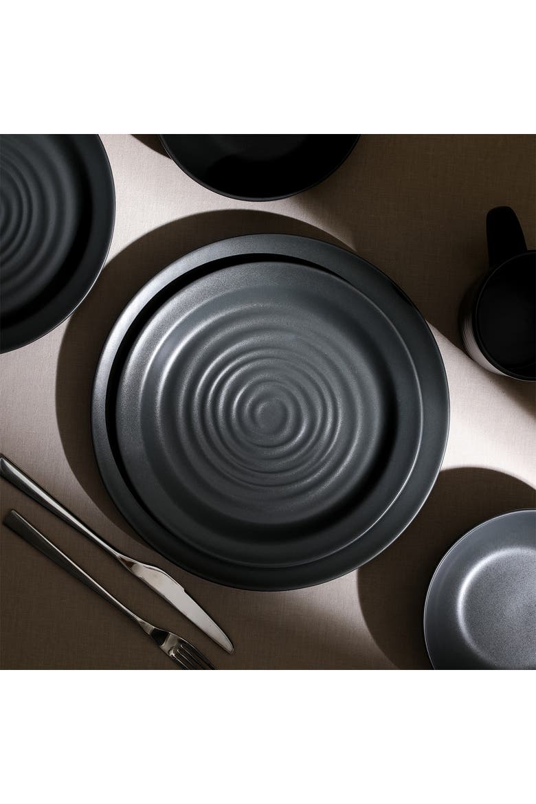 Orbit Stoneware 16-Piece Dinnerware Set with Cereal Bowls and Mugs, Alternate, color, Charcoal