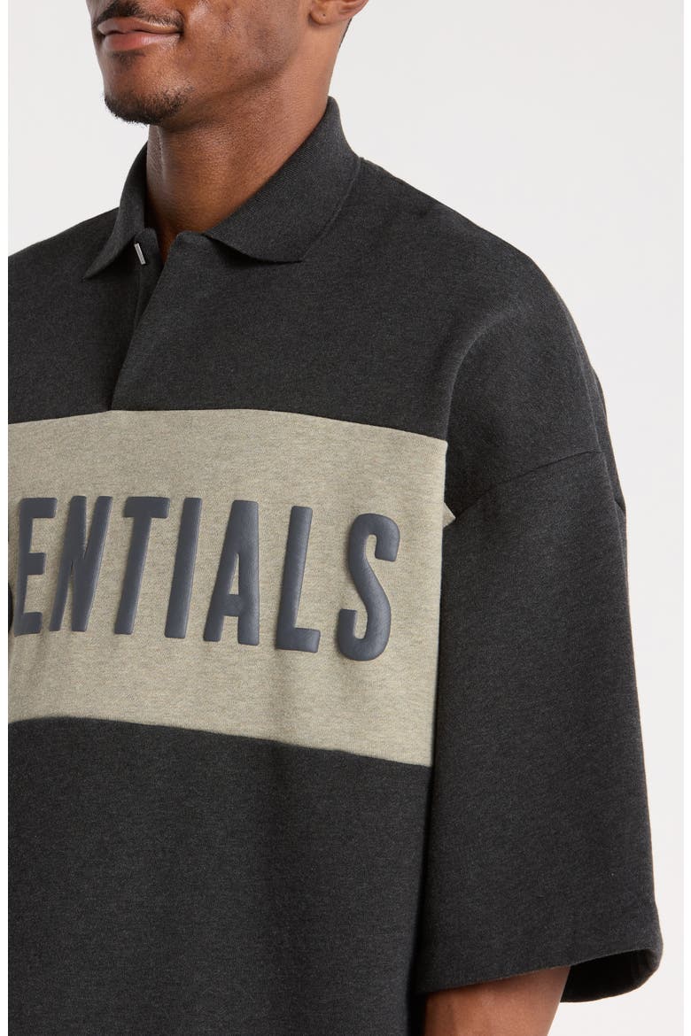 Panelled Logo Graphic Cotton Crop Polo, Alternate, color, IRON GREY HEATHER/SEAL HEATHER