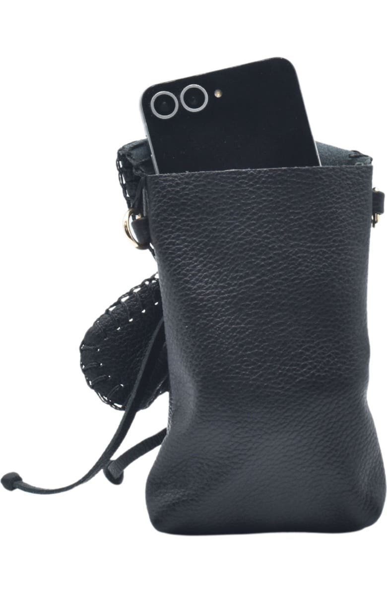 Carlos Falchi Cell Phone Butterfly Leather Bag, Alternate, color, Black Obsidian