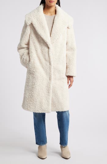 SAM EDELMAN SAM EDELMAN SHAWL COLLAR FAUX SHEARLING COAT 