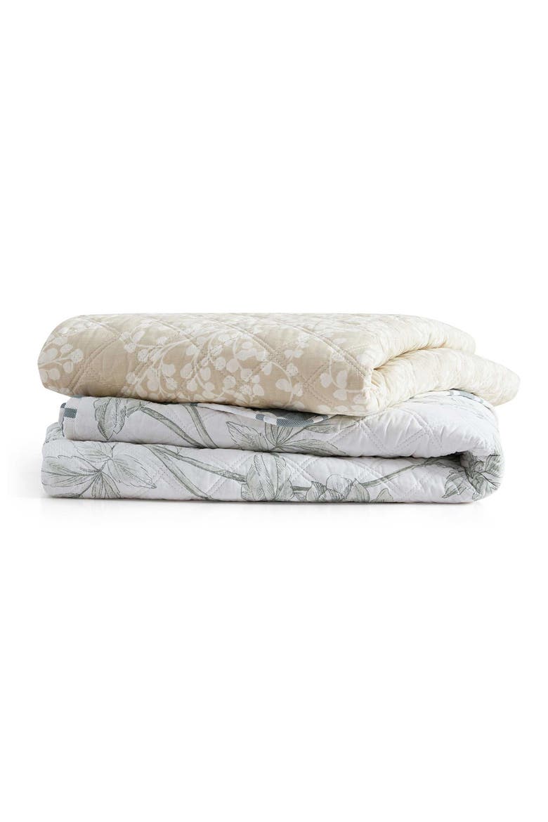 Vine Flora Reversible Quilted Throw, Alternate, color, LIGHT SAGE