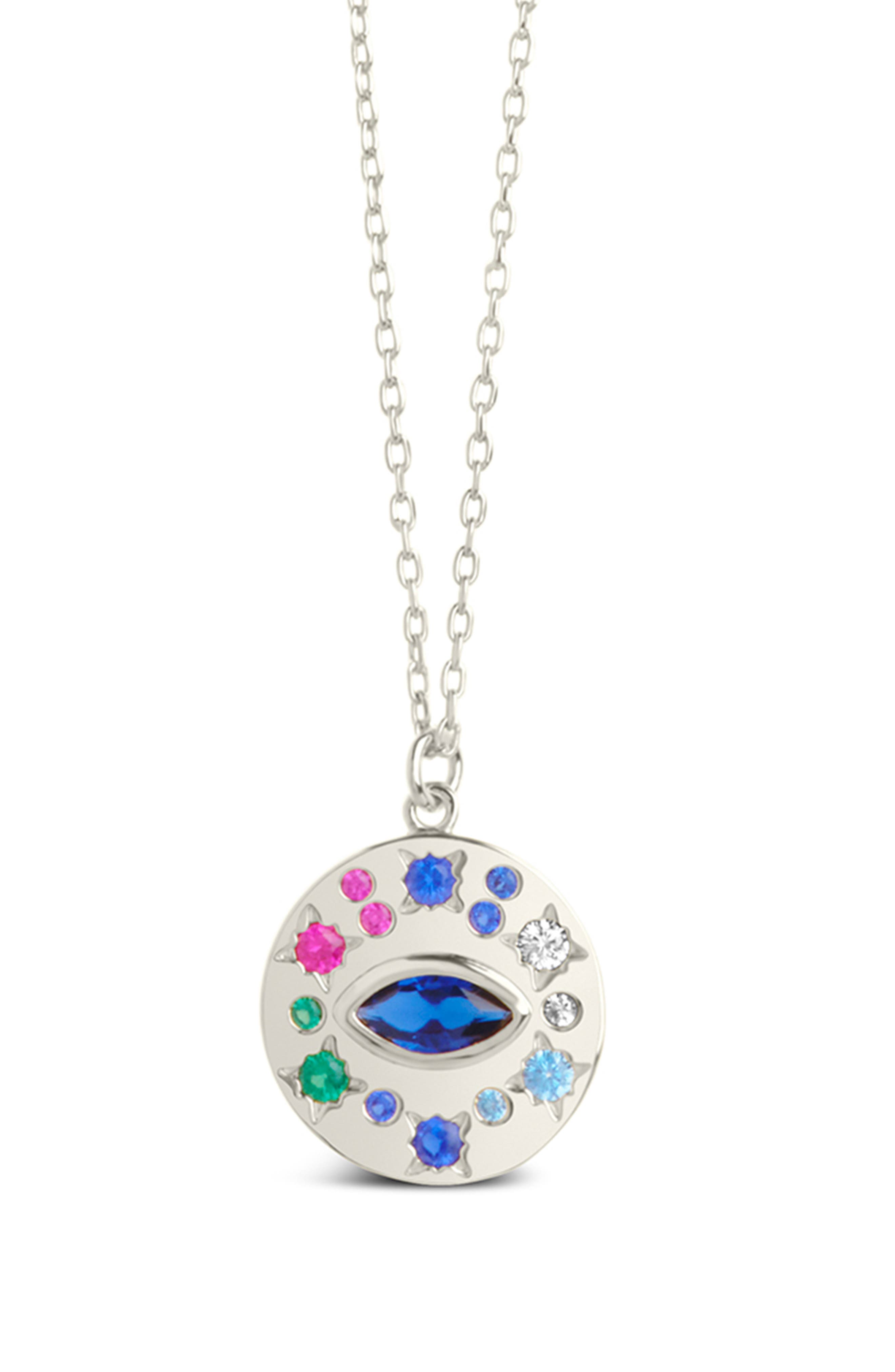 Sterling Forever Cubic Zirconia Evil Eye Protection Pendant Necklace