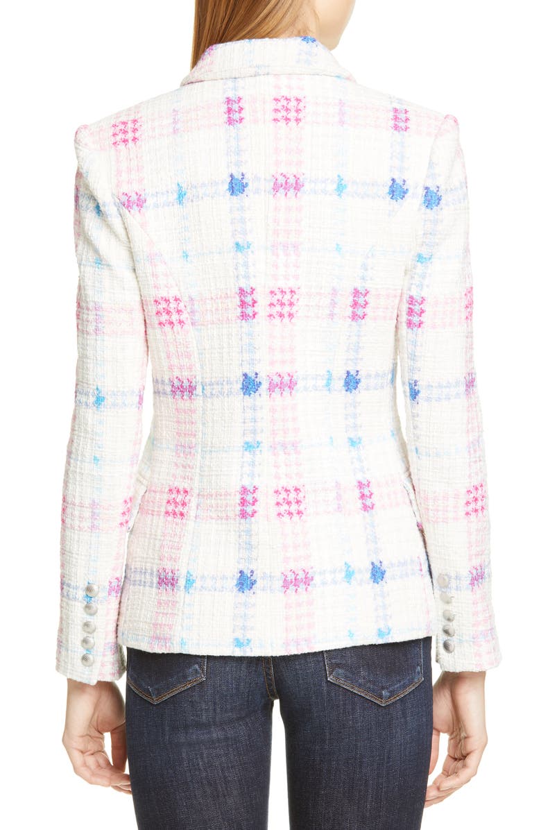 L'AGENCE Kenzie Double Breasted Tweed Blazer, Alternate, color, 