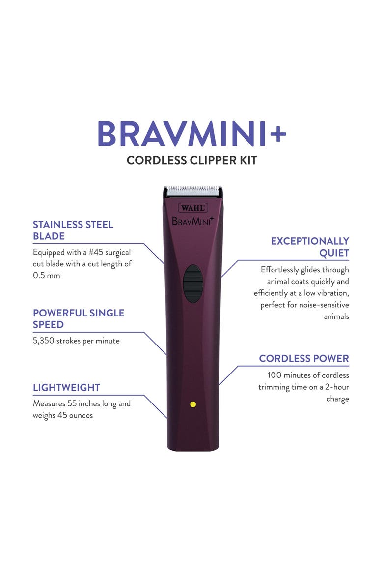 Bravmini+ Pet, Dog, Cat, & Horse Cordless Trimmer Kit, Alternate, color, Purple