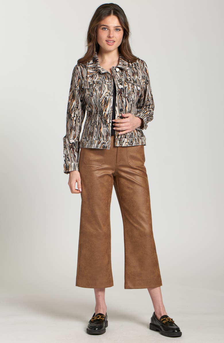 APNY Printed Denim Jacket, Alternate, color, Off White/ Black