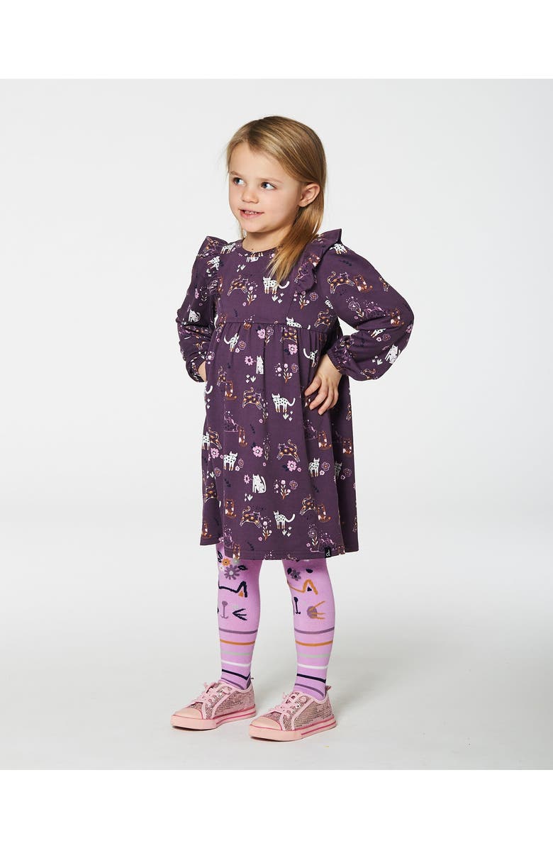 Deux par Deux Baby Girl's Jacquard Cat Tights Lilac, Alternate, color,