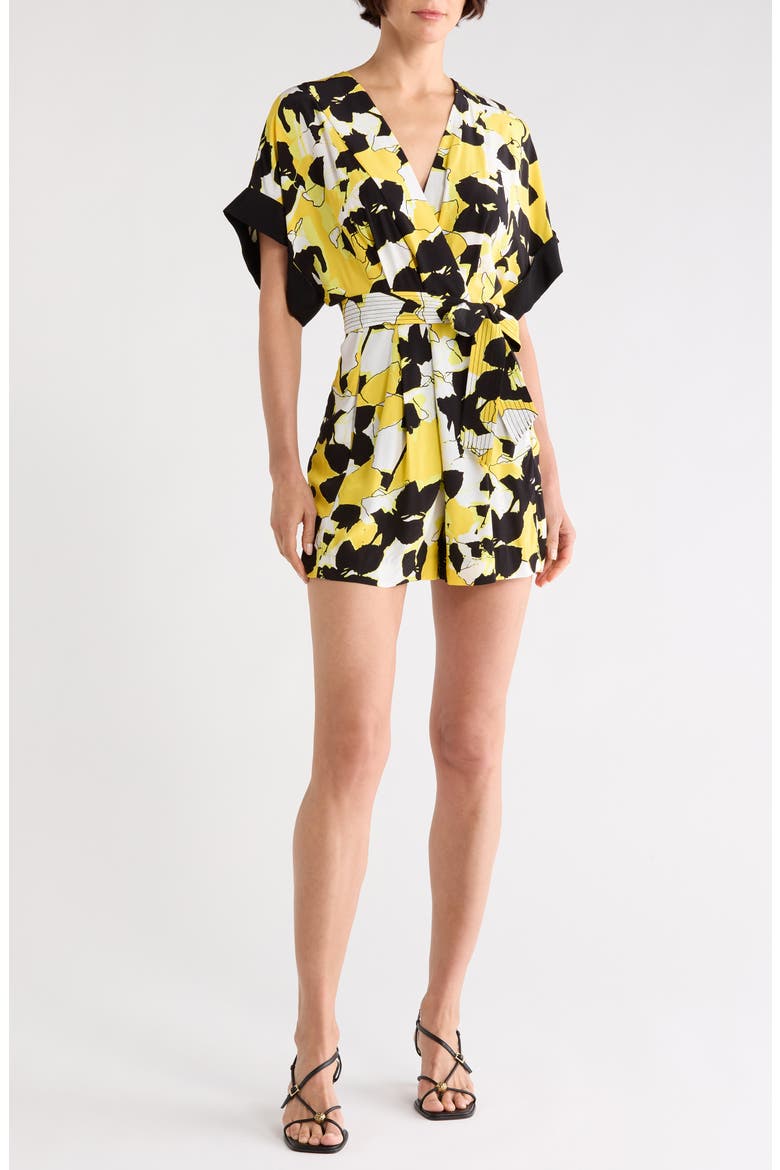 Rinna Short Sleeve Romper, Main, color, EGONS FLORAL YELLOW
