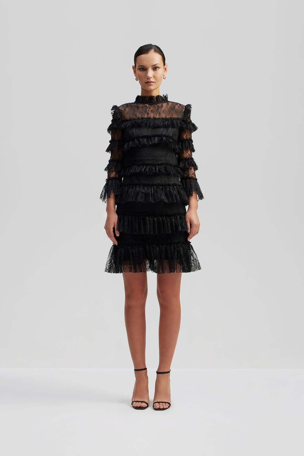 Carmine Mini Frill Lace Dress