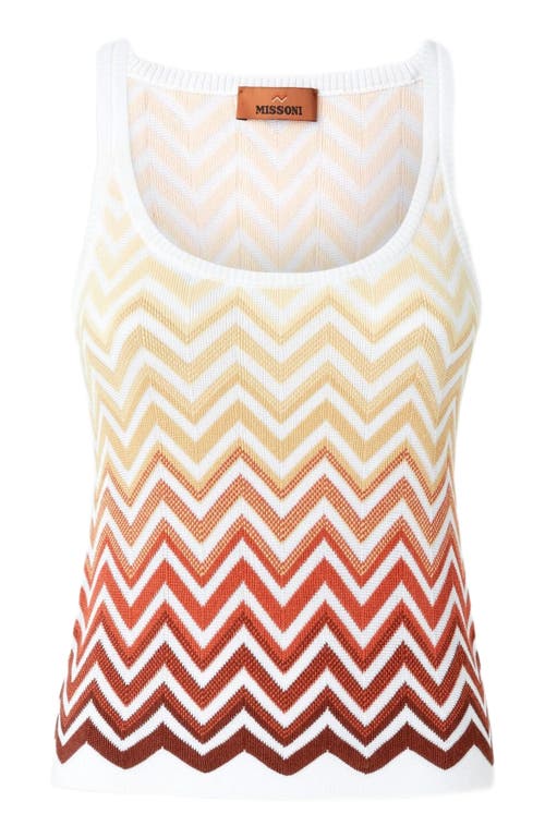 Missoni Cotton And Viscose Chevron Dégradé Basket In Red Multicoloured
