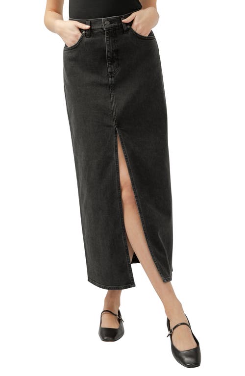 Silver Jeans Co. Women's Front-slit Maxi Jean Skirt In Black