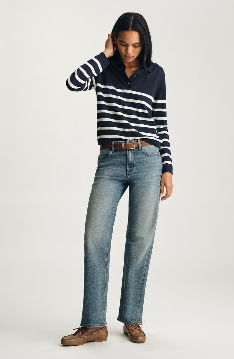 Mavi Jeans Stripe Wool Polo Sweater, Alternate, color, Navy Blazer Stripe