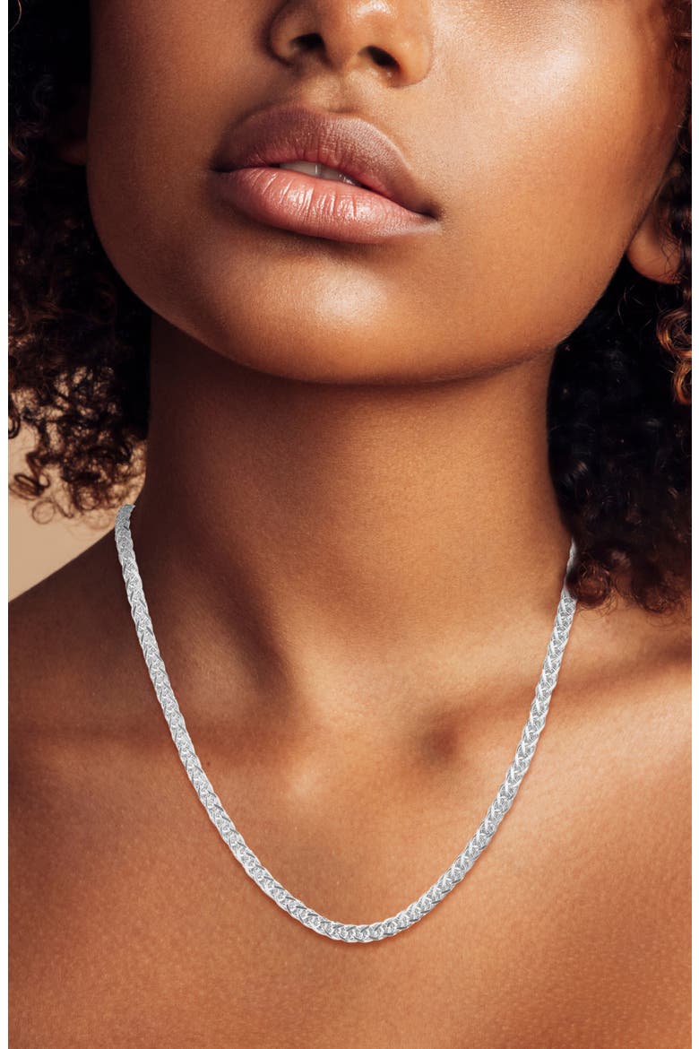 Sterling Silver Square Wheat Chain Necklace, Alternate, color, SILVER