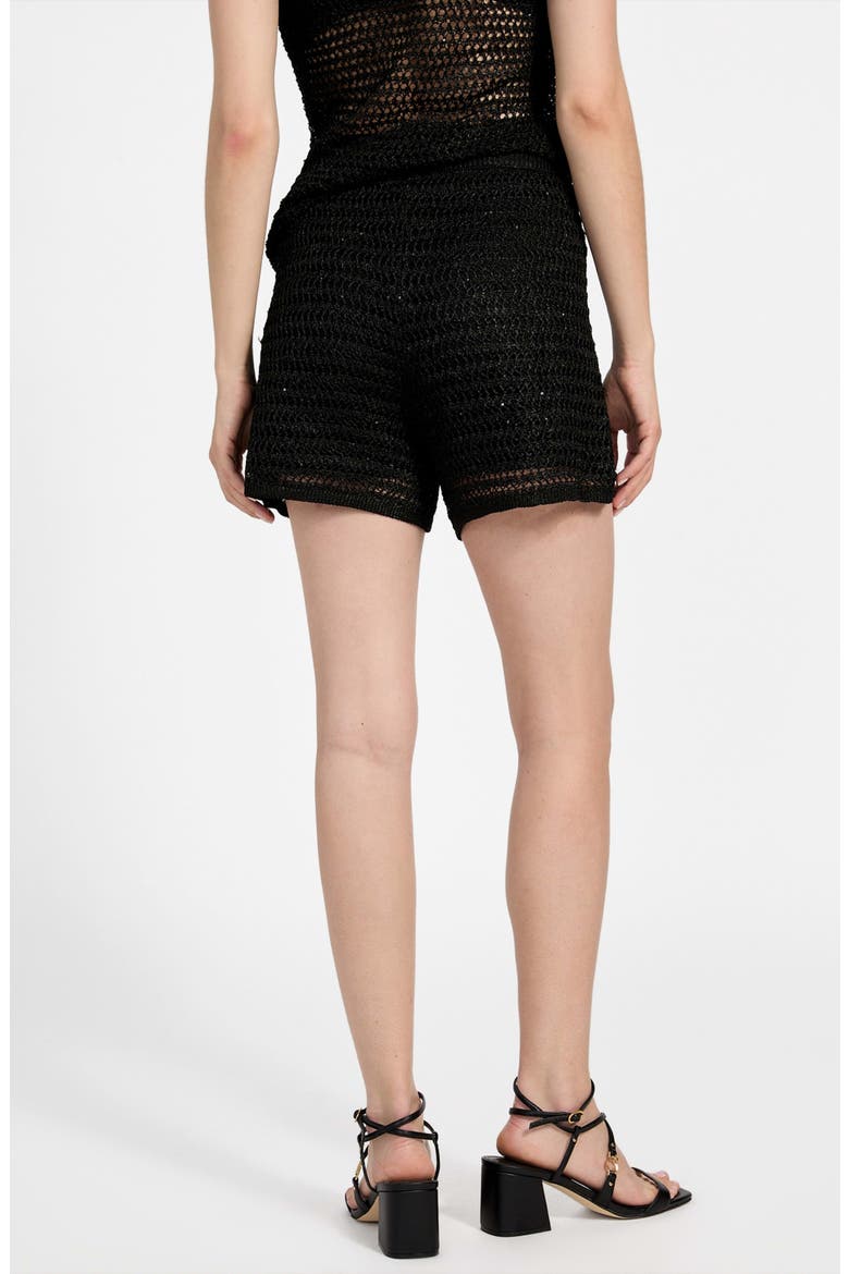 Bella Open Stitch Sweater Shorts, Alternate, color, JET BLACK MULTI