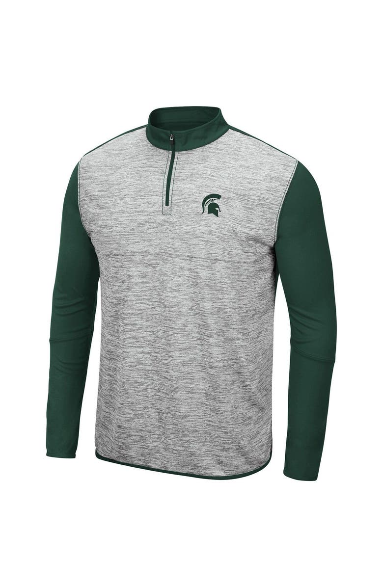COLOSSEUM Men's Colosseum Heathered Gray/Green Michigan State Spartans Prospect Quarter-Zip Jacket, Alternate, color, 