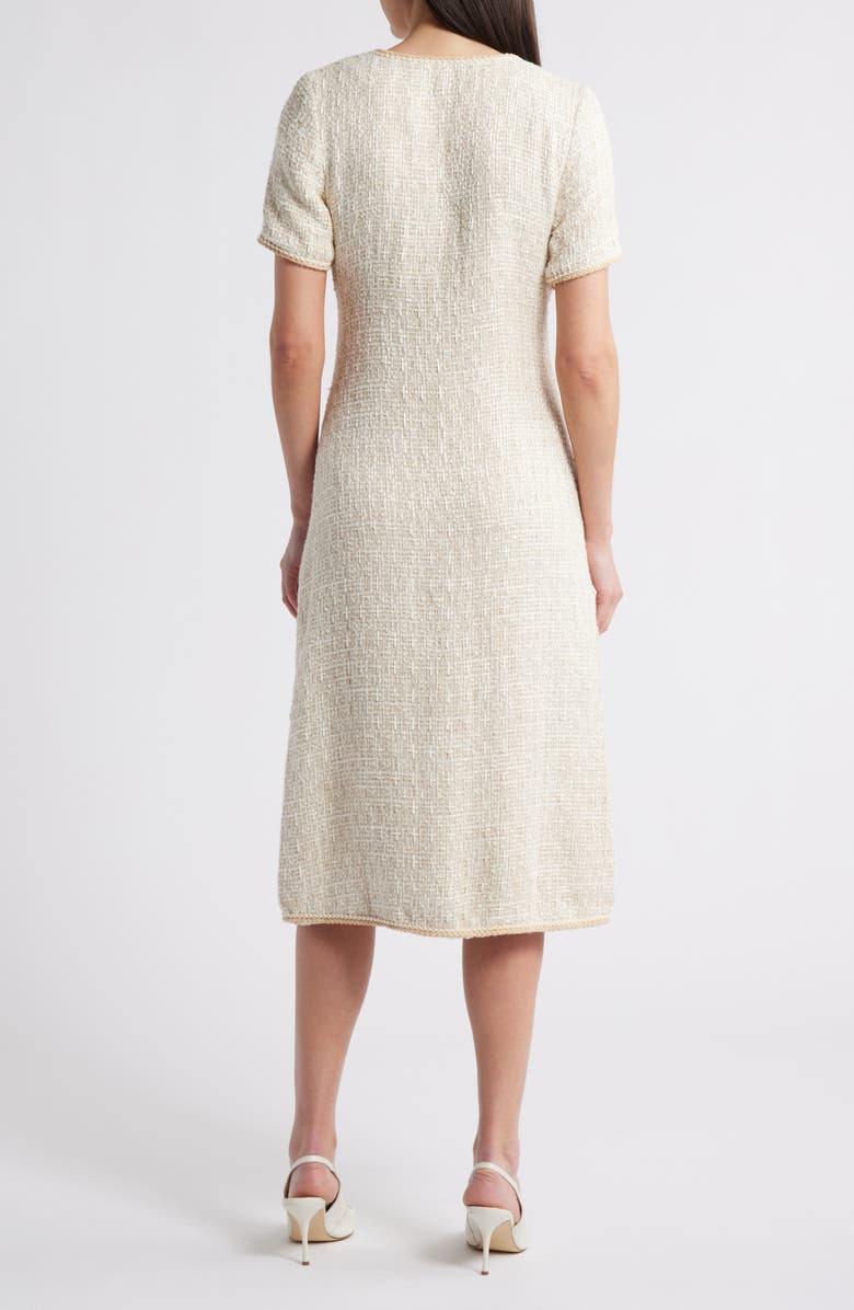 ZOE AND CLAIRE V-Neck Button Front Tweed Midi Dress, Alternate, color, 