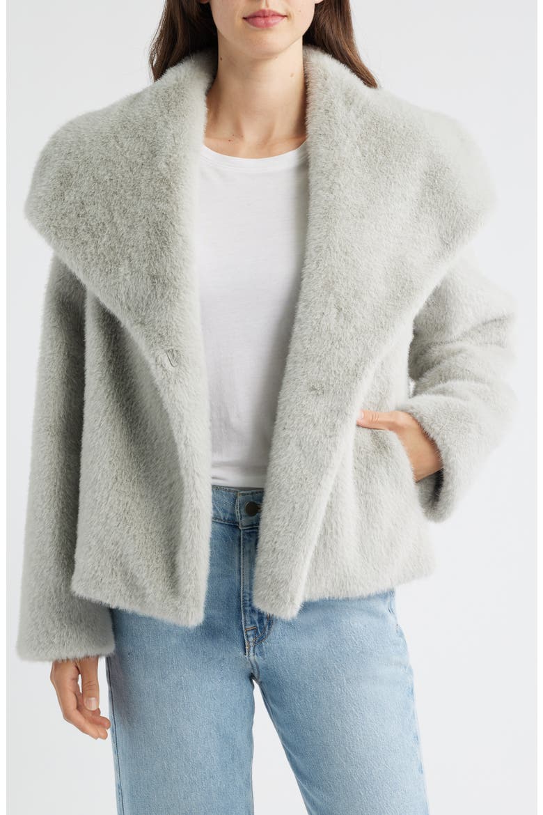 Faux Fur Jacket, Alternate, color, MOONSTONE