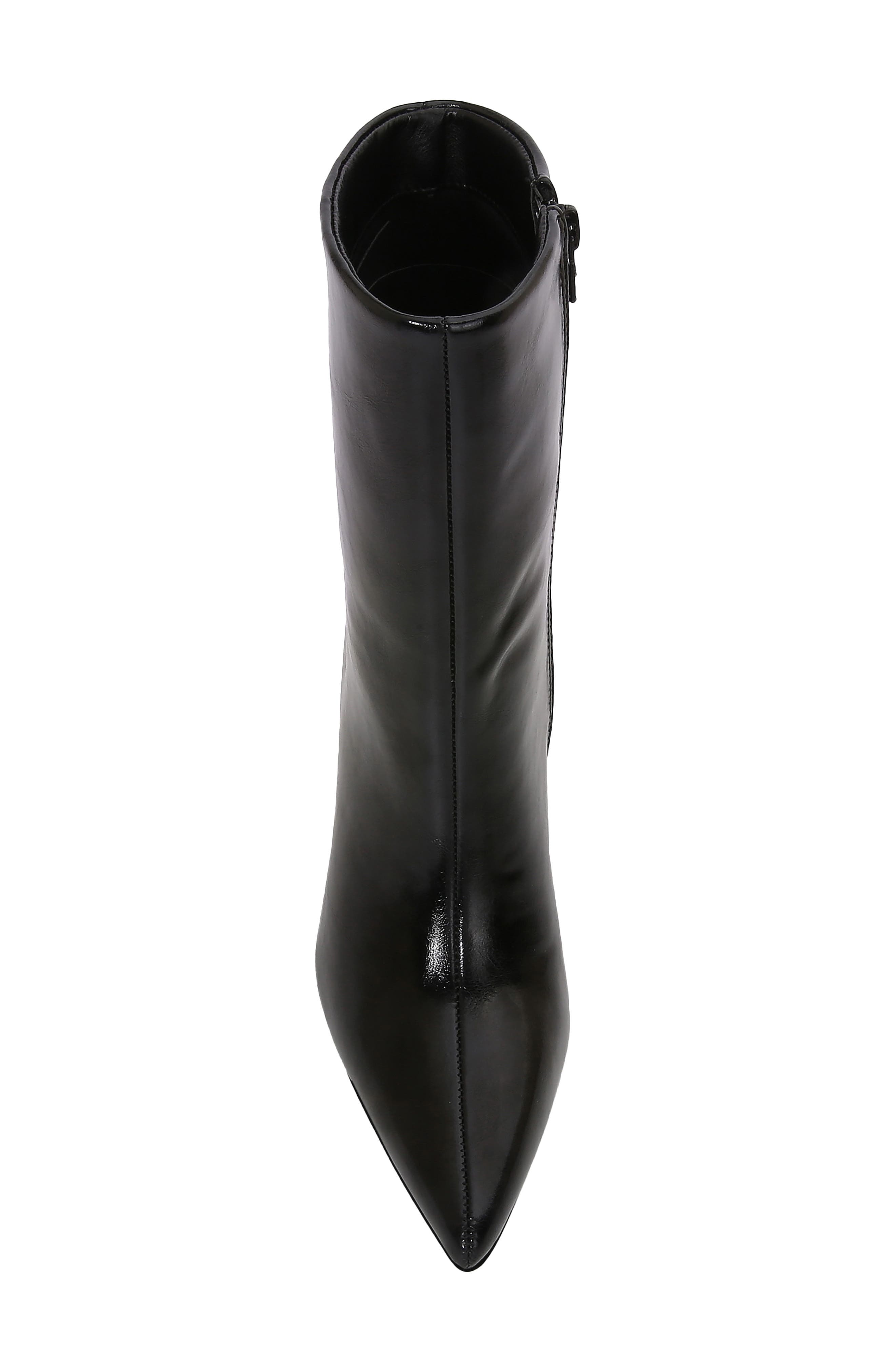 Adire Pointed Toe Faux Leather Bootie, Alternate, color, BLACK