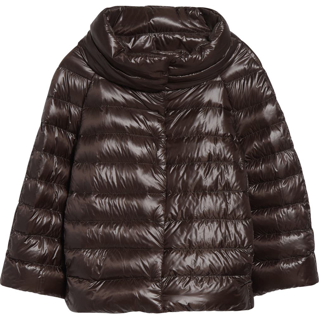 Herno Sofia Iconic Down Crop Puffer Jacket In Brown