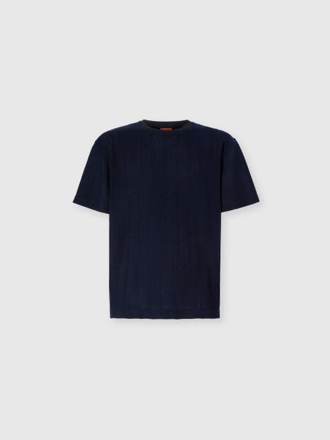 Crew Neck T-shirt In Cotton-viscose Raschel