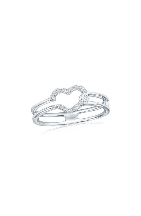 Open Heart Cubic Zirconia Ring